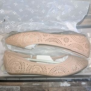 Sun & Stone 6.5 Lazer Cut Blush Closed Toe Ballet Flats Coastal Beachy Casual